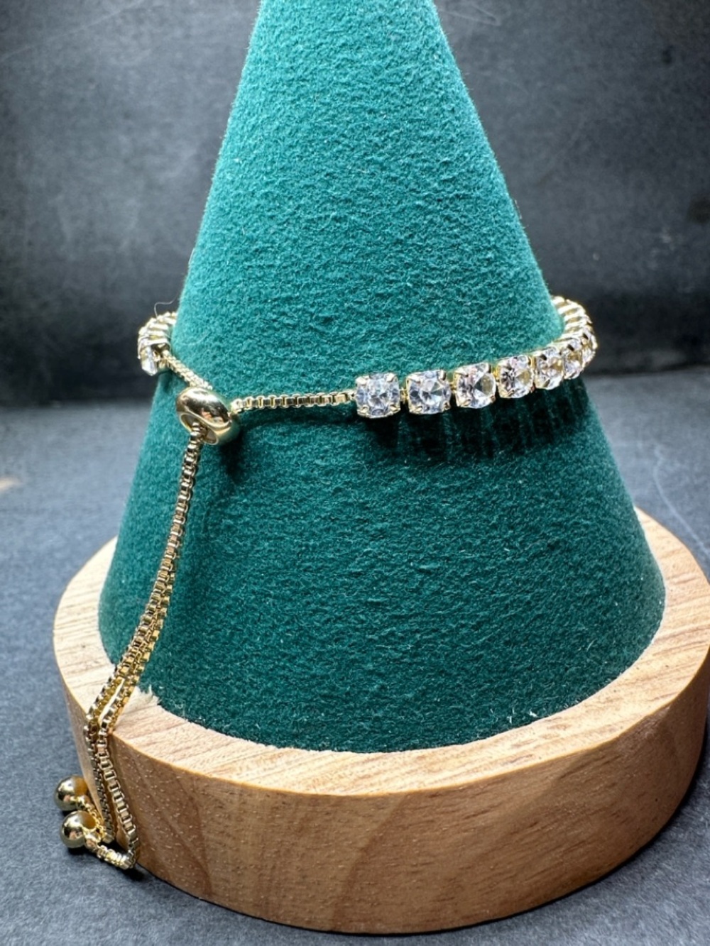 Gold Plated Cubic Zirconia Tennis Slider Bolo Bracelet - Picture 11 of 14